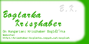 boglarka kriszhaber business card